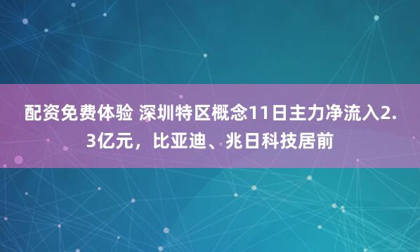 配资免费体验 深圳特区概念11日主力净流入2.3亿元，比亚迪、兆日科技居前